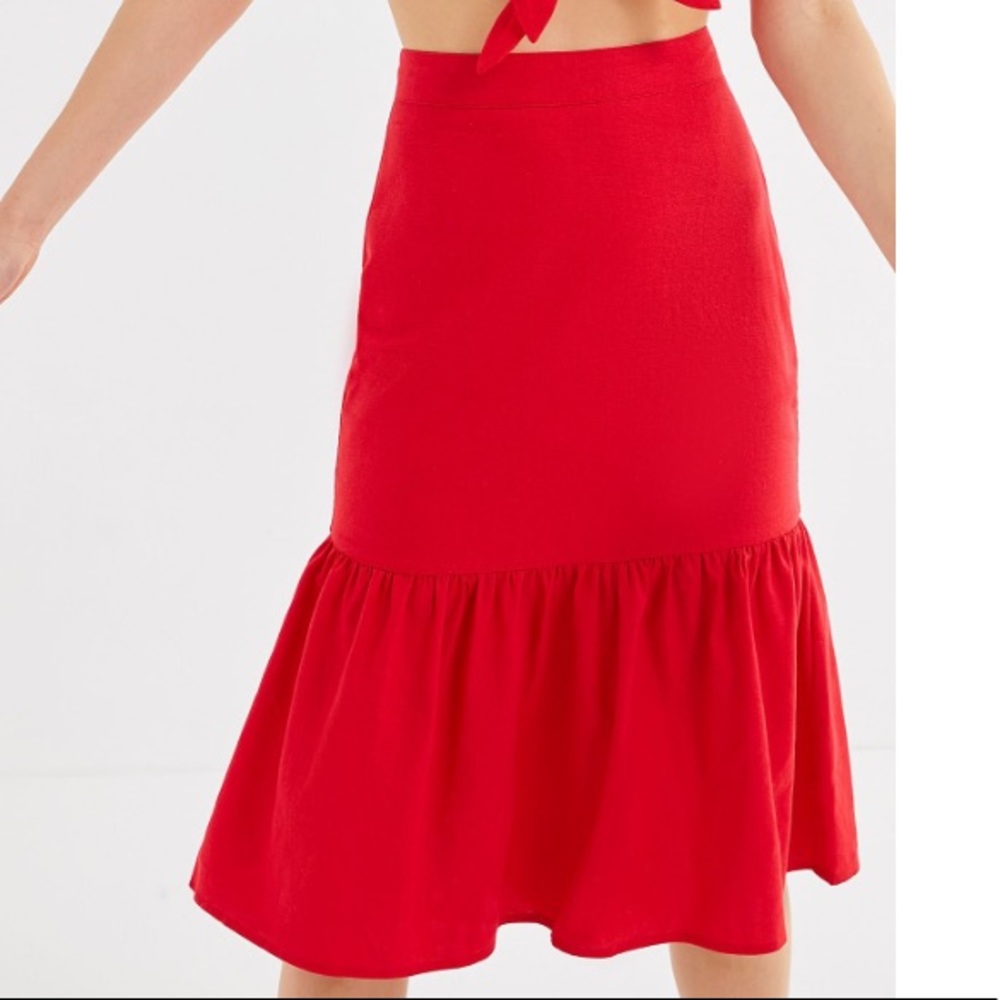 Emily drop waist ruffle midi skirt